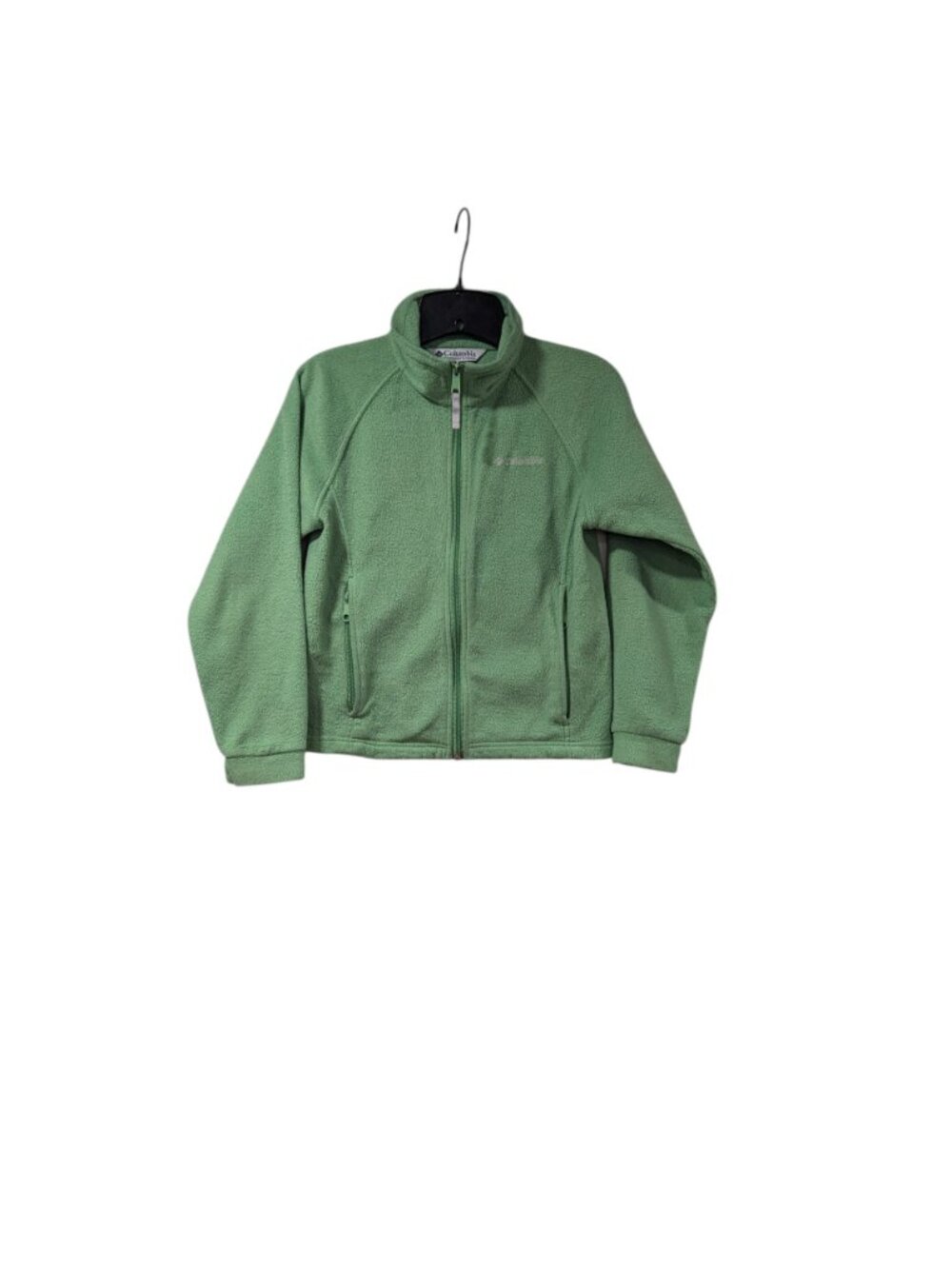 Columbia Green Youth Full Zip Fleece Pocketed Jacket Cozy Warm Casual Sz 10-12